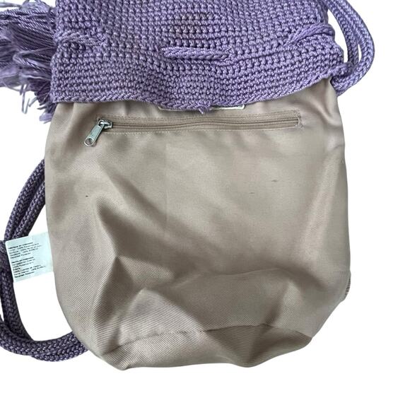 The SAK Back To Bali Beaded Hand Crochet Bucket Bag Crossbody Drawstring Purple - Picture 9 of 11